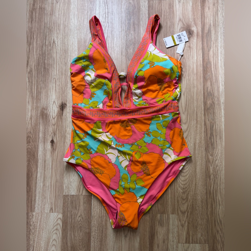 NWT Trina Turk multi colored swim suit in size 14